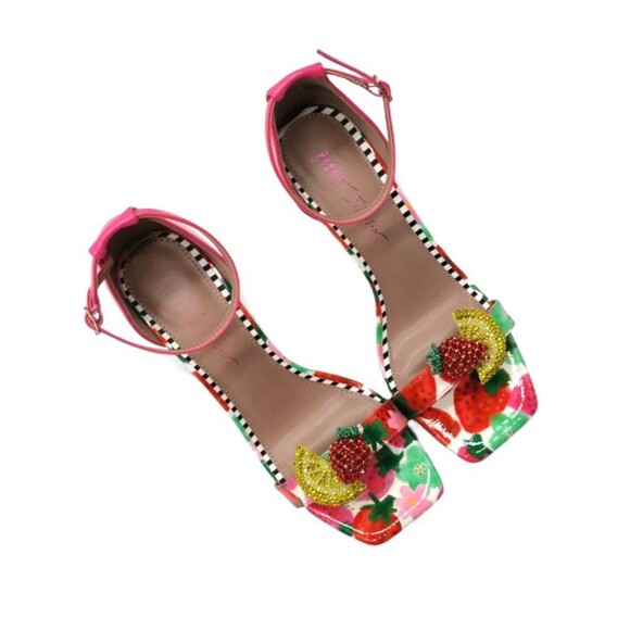Betsey Johnson Women's Size 9.5 Harlen Berry Multi Rhinestone Ankle Strap Sandal - Picture 9 of 14